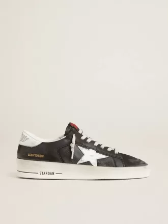 Stardan i svart nubuck och mesh med grå läderstjärna och hälflik