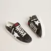 Stardan i svart nubuck och mesh med grå läderstjärna och hälflik Stardan i svart nubuck och mesh med grå läderstjärna och hälflik