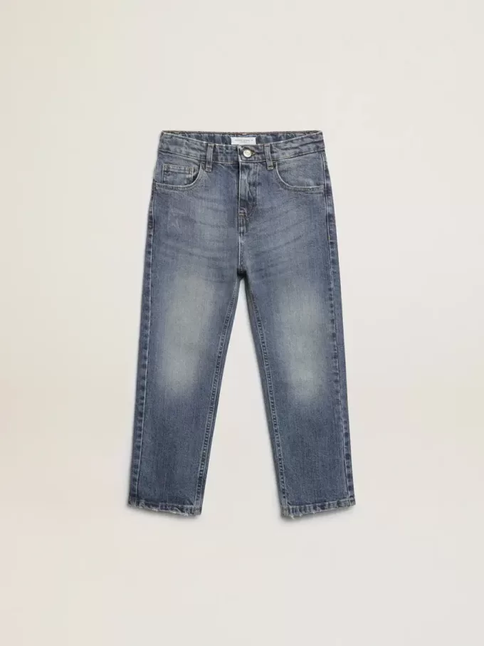Stretchjeans för pojkar i blå denim