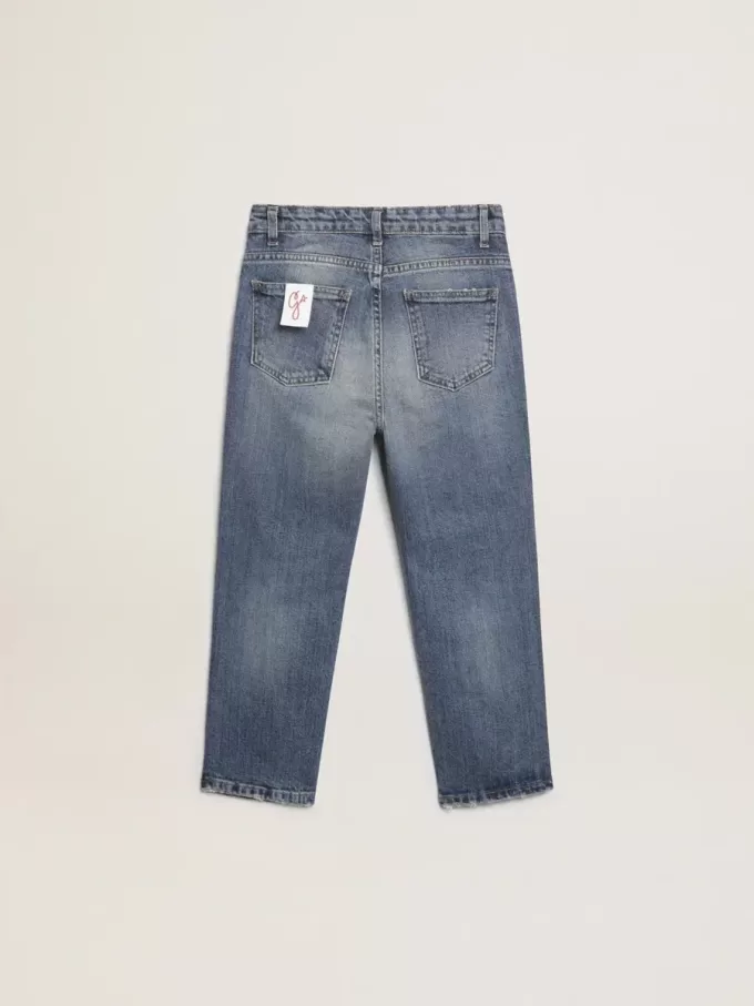 Stretchjeans för pojkar i blå denim