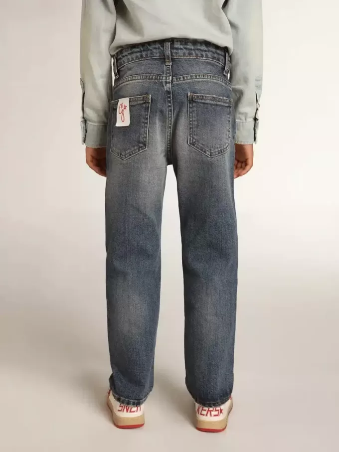 Stretchjeans för pojkar i blå denim
