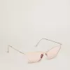 Sunframe i cat-eye-stil med rosa båge och glas