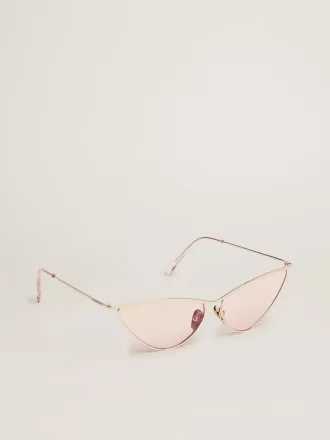 Sunframe i cat-eye-stil med rosa båge och glas