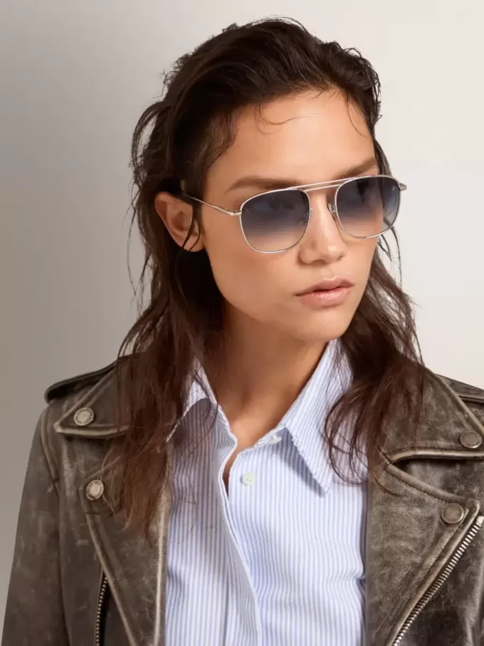 Sunframe Roger aviator-modell med silverfärgad båge