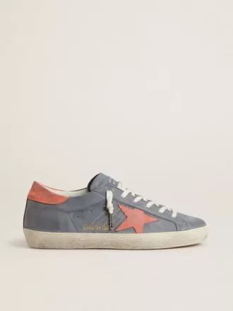 Super Star för damer i blått nubuck med rosa mockastjärna och hälflik
