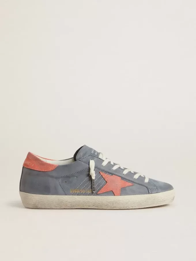 Super Star för damer i blått nubuck med rosa mockastjärna och hälflik
