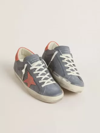 Super Star för damer i blått nubuck med rosa mockastjärna och hälflik