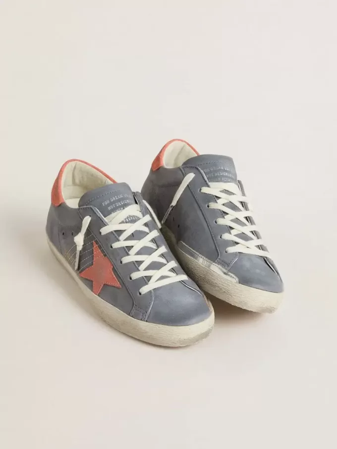 Super Star för damer i blått nubuck med rosa mockastjärna och hälflik