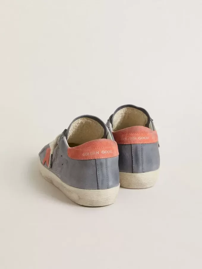 Super Star för damer i blått nubuck med rosa mockastjärna och hälflik