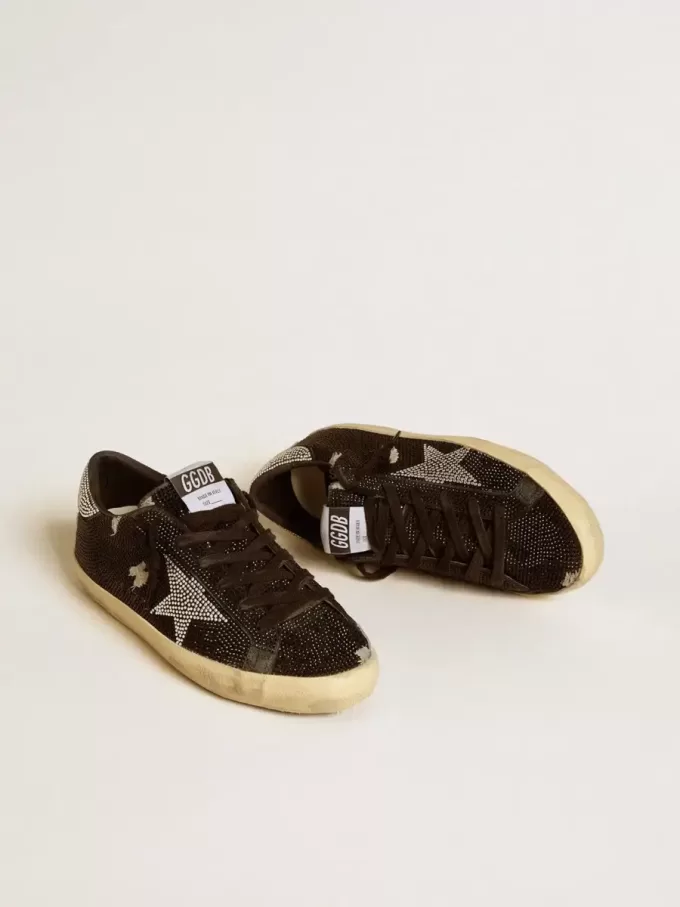 Super-Star för damer i mocka och Swarovski-kristaller med silverstjärna Super-Star för damer i mocka och Swarovski-kristaller med silverstjärna