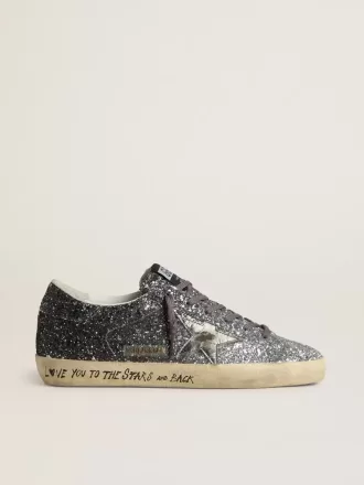 Super Star för damer med glitteröverdel och silvermetallisk läderstjärna