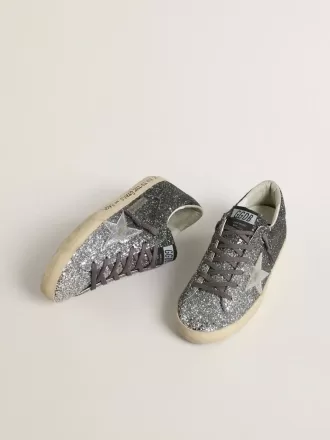 Super Star för damer med glitteröverdel och silvermetallisk läderstjärna