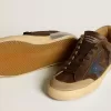 Super-Star för herr i läder med blå läderstjärna och beige nubuckklackflik Super-Star för herr i läder med blå läderstjärna och beige nubuckklackflik