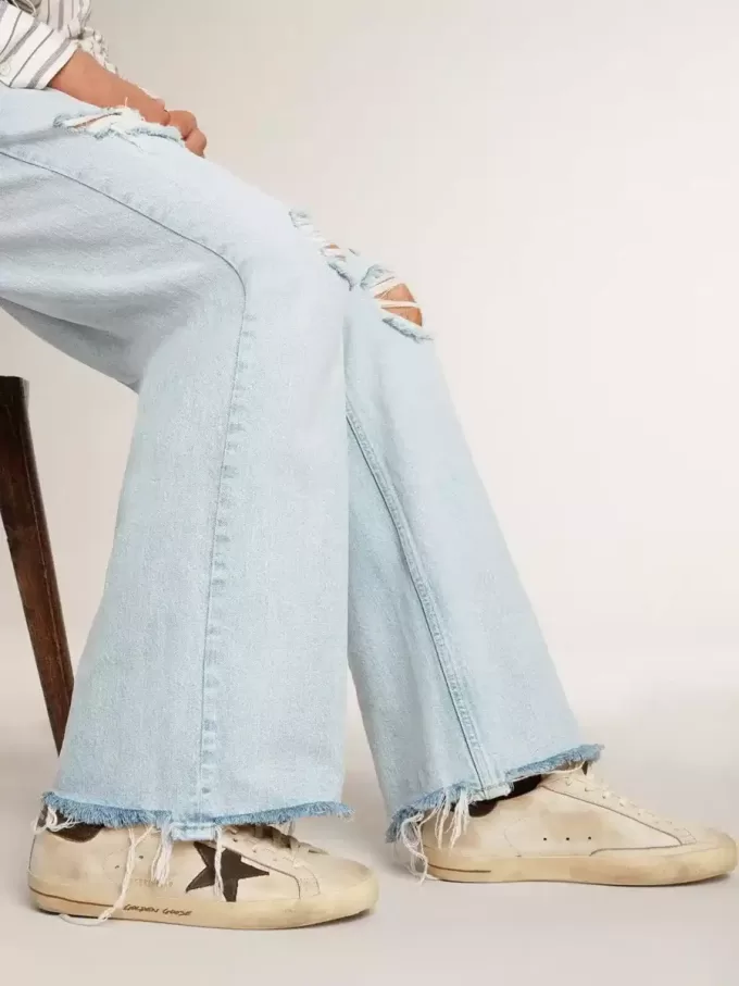 Super-Star för herr i läder med svart denimstjärna och svart läderflik på hälen Super-Star för herr i läder med svart denimstjärna och svart läderflik på hälen