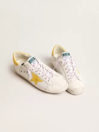Super-Star för herr i mesh och nappaläder med gul läderstjärna och hälflik