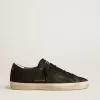 Super-Star för herr i svart nubuck med perforerad stjärna och svart nubuck-hälflik