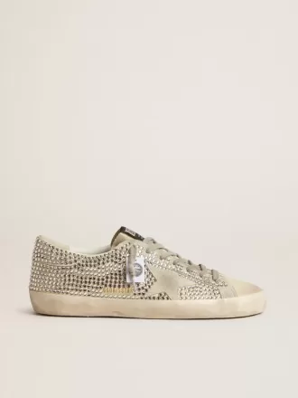 Super-Star i nubuck med Swarovski-kristaller och isgrå mockastjärna