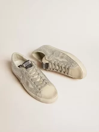 Super-Star i nubuck med Swarovski-kristaller och isgrå mockastjärna