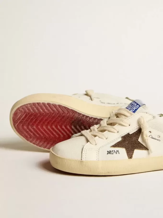 Super-Star Junior i nappa med stjärna i mocka och grön hälflik Super-Star Junior i nappa med stjärna i mocka och grön hälflik