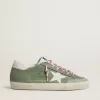 Super-Star LTD för damer i grönt nubuck med vit läderstjärna och hälflik Super-Star LTD för damer i grönt nubuck med vit läderstjärna och hälflik