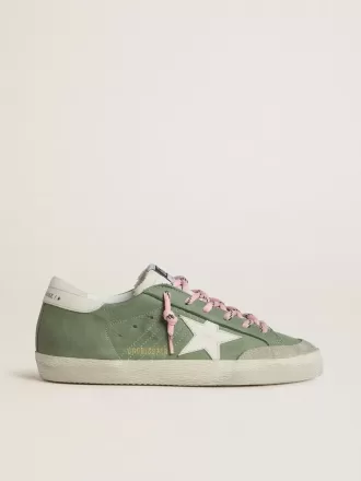 Super-Star LTD för damer i grönt nubuck med vit läderstjärna och hälflik