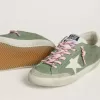 Super-Star LTD för damer i grönt nubuck med vit läderstjärna och hälflik Super-Star LTD för damer i grönt nubuck med vit läderstjärna och hälflik