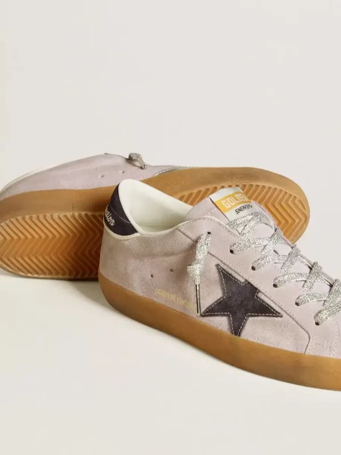 Super-Star LTD för damer i lila mocka med midnattsblå mocka-stjärna och hälflik Super-Star LTD för damer i lila mocka med midnattsblå mocka-stjärna och hälflik