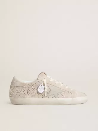 Super-Star LTD för damer i mocka med Swarovski-kristaller och isgrå läderstjärna