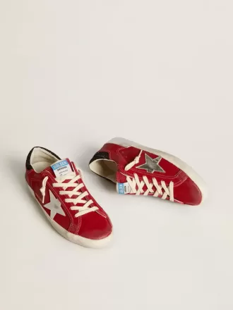 Super-Star LTD för damer i rött nubuck med läderstjärna och glitterklackflik