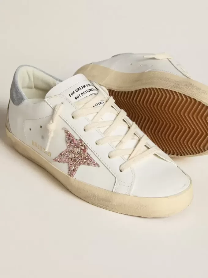 Super-Star LTD för damer med flerfärgad glitterstjärna och hälflik i mocka Super-Star LTD för damer med flerfärgad glitterstjärna och hälflik i mocka