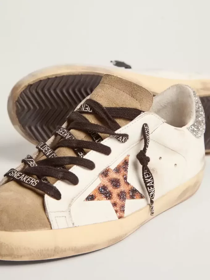 Super-Star LTD för damer med leopardmönster och Swarovski-kristallstjärna Super-Star LTD för damer med leopardmönster och Swarovski-kristallstjärna
