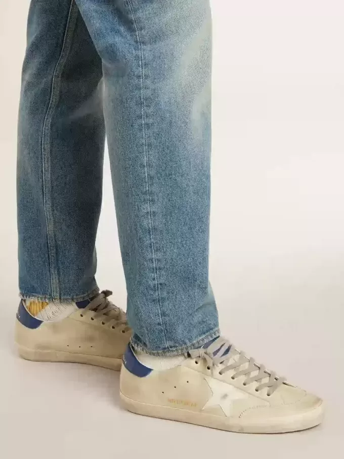 Super-Star LTD för herr i nubuck med vit läderstjärna och blå hälflik Super-Star LTD för herr i nubuck med vit läderstjärna och blå hälflik