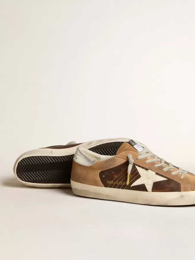 Super-Star LTD i brunt läder och tobaksfärgat mocka med vit stjärna Super-Star LTD i brunt läder och tobaksfärgat mocka med vit stjärna