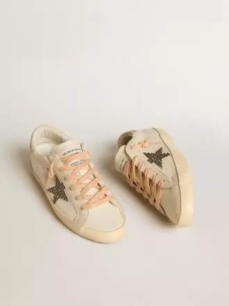Super-Star LTD i läder med beige mockastjärna med Swarovski-nitar
