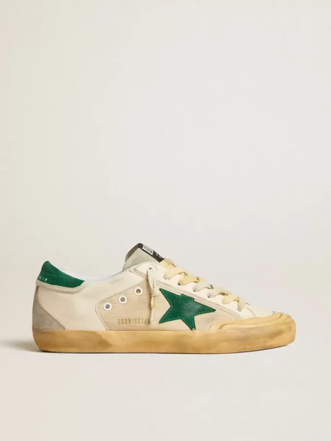 Super-Star Penstar för herr i nappa och nylon med grön mockastjärna och hälflik Super-Star Penstar för herr i nappa och nylon med grön mockastjärna och hälflik