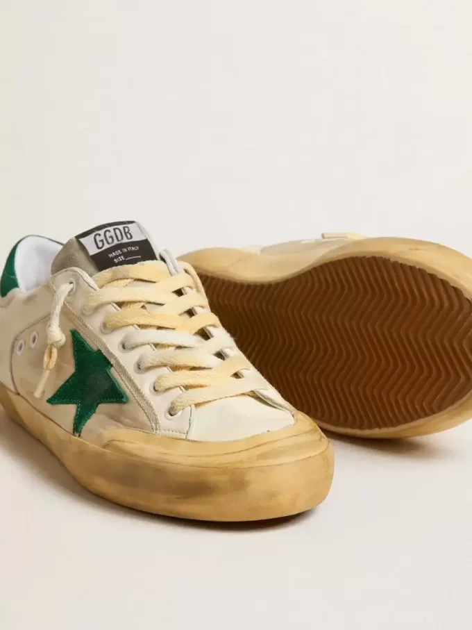 Super-Star Penstar för herr i nappa och nylon med grön mockastjärna och hälflik Super-Star Penstar för herr i nappa och nylon med grön mockastjärna och hälflik