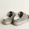 Super-Star Sabot för damer i silverglitter med svart läderstjärna
