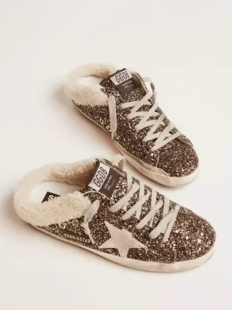 Super-Star Sabot för damer med glitter och fårskinnsfoder