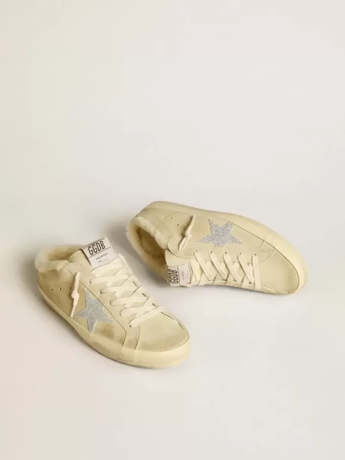 Super-Star Sabots med Swarovski-kristallstjärna och foder i shearling