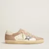 Super-Star-sneakers för damer i rosa mocka med silvermetallisk läderstjärna Super-Star-sneakers för damer i rosa mocka med silvermetallisk läderstjärna