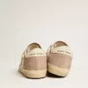 Super-Star-sneakers för damer i rosa mocka med silvermetallisk läderstjärna Super-Star-sneakers för damer i rosa mocka med silvermetallisk läderstjärna