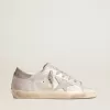 Super-Star sneakers i gråvitt glitterläder med läderstjärna Super-Star sneakers i gråvitt glitterläder med läderstjärna