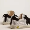 Super-Star sneakers i silverläder med insatser i mocka