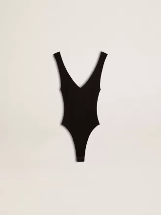 Svart bodysuit med V-ringning för dam