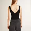 Svart bodysuit med V-ringning för dam