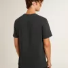 Svart bomullst-shirt för herr med tryck på framsidan
