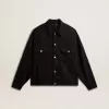 Svart denimjacka för damer med broderi