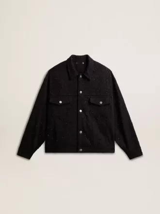 Svart denimjacka för damer med broderi