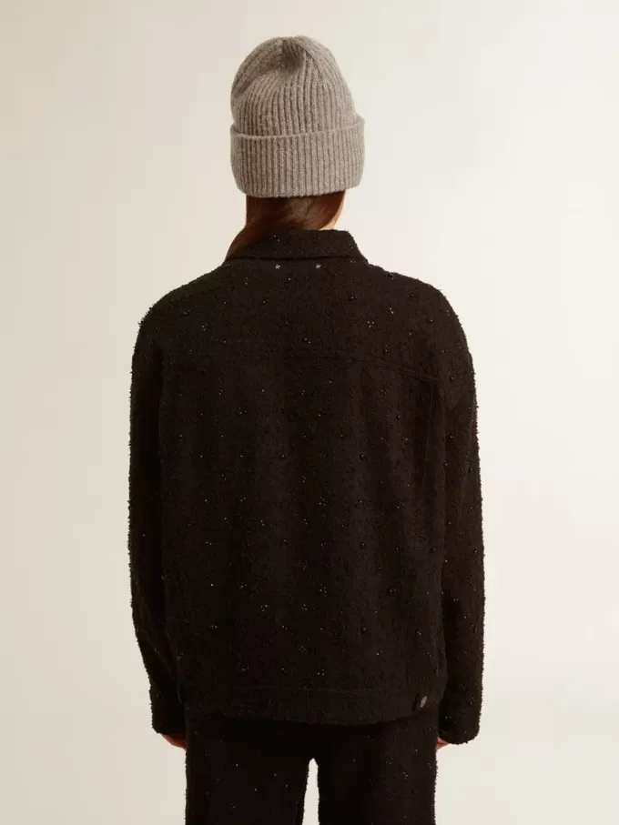 Svart denimjacka för damer med broderi