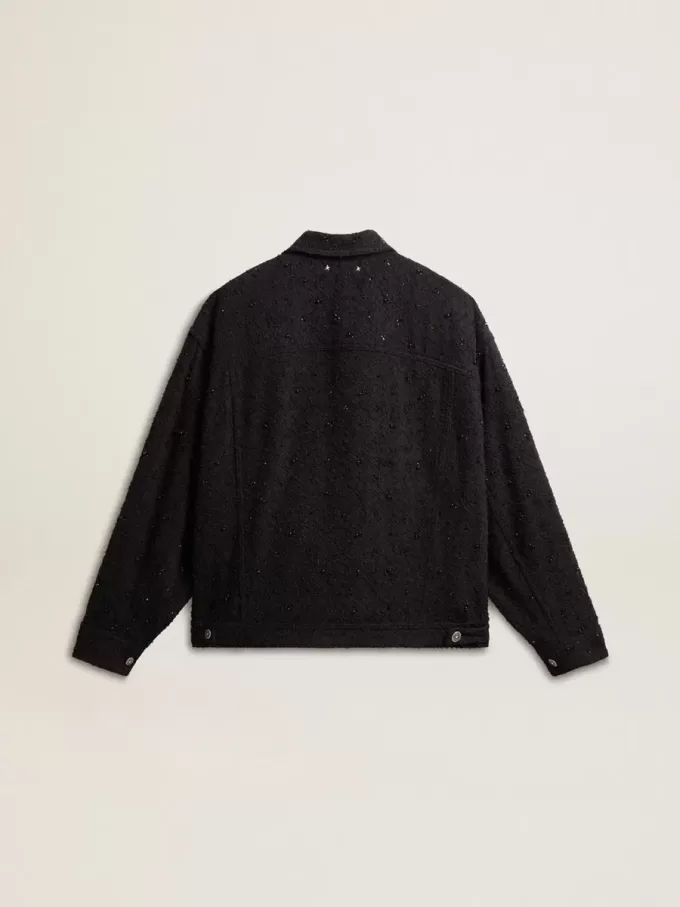 Svart denimjacka för damer med broderi
